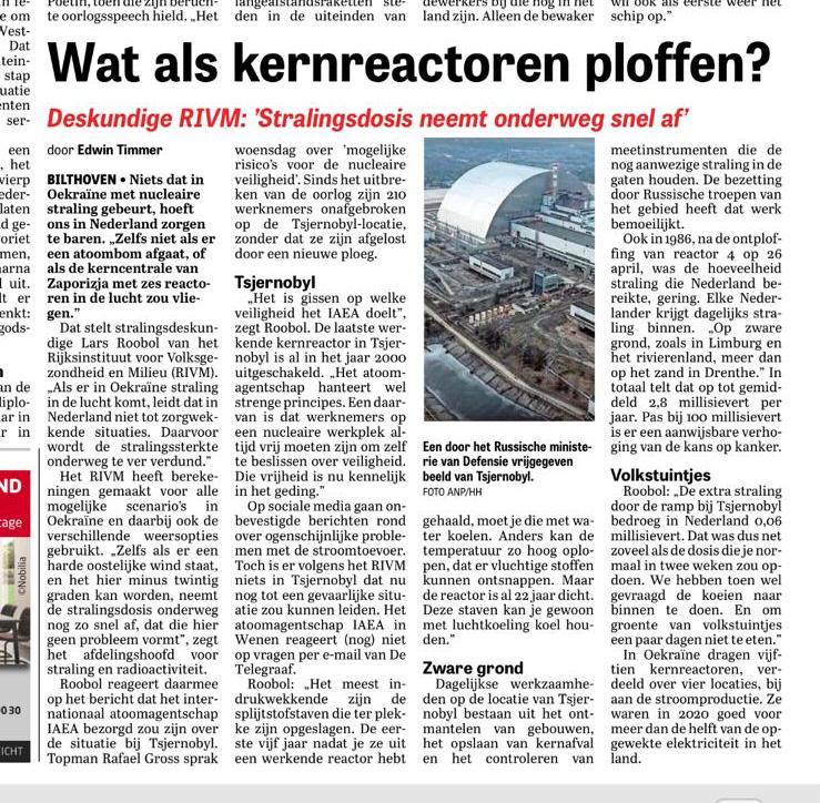 Wat als een kerncentrale ontploft - Lars in De Telegraaf.jpg